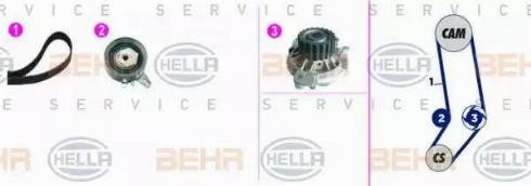 HELLA 8MP 376 818-811 - Водяной насос + комплект зубчатого ремня ГРМ www.autospares.lv