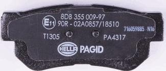 HELLA PAGID 8DB 355 009-971 - Тормозные колодки, дисковые, комплект www.autospares.lv