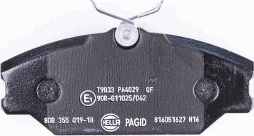 HELLA PAGID 8DB 355 019-181 - Bremžu uzliku kompl., Disku bremzes autospares.lv