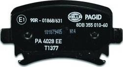 HELLA PAGID 8DB 355 010-601 - Тормозные колодки, дисковые, комплект www.autospares.lv