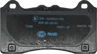 HELLA PAGID 8DB 355 025-831 - Bremžu uzliku kompl., Disku bremzes autospares.lv