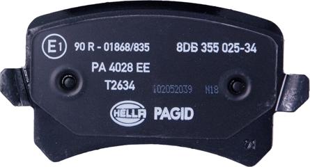 HELLA PAGID 8DB 355 025-341 - Тормозные колодки, дисковые, комплект www.autospares.lv