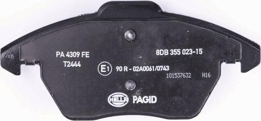 HELLA PAGID 8DB 355 023-151 - Тормозные колодки, дисковые, комплект www.autospares.lv