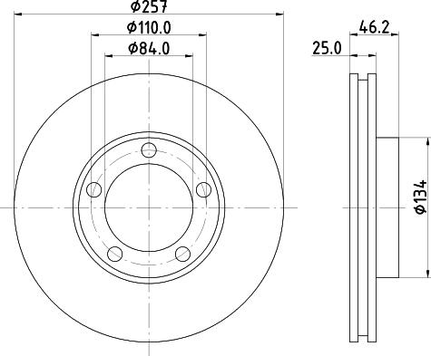 HELLA PAGID 8DD 355 134-041 - Bremžu diski www.autospares.lv