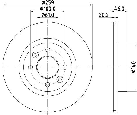 HELLA PAGID 8DD 355 101-281 - Bremžu diski www.autospares.lv