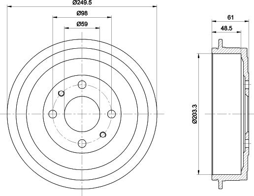 HELLA PAGID 8DT 355 301-421 - Bremžu trumulis www.autospares.lv