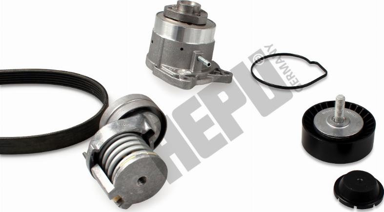 Hepu PK06561 - Водяной насос + комплект ручейковых ремней www.autospares.lv