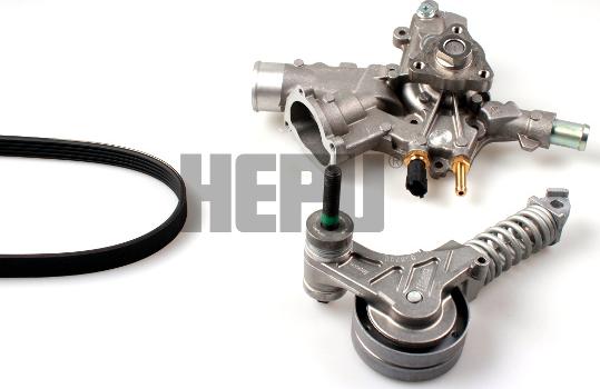 Hepu PK03340 - Водяной насос + комплект ручейковых ремней www.autospares.lv