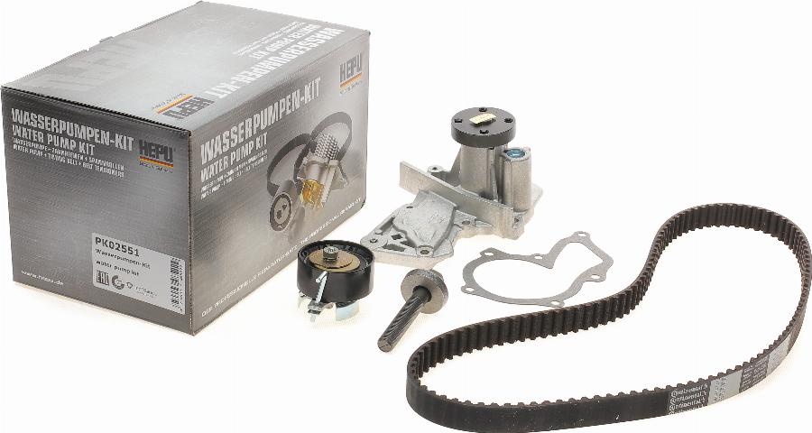 Hepu PK02551 - Ūdenssūknis + Zobsiksnas komplekts autospares.lv