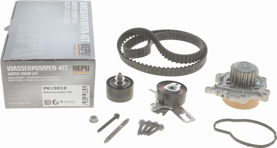 Hepu PK19010 - Водяной насос + комплект зубчатого ремня ГРМ www.autospares.lv