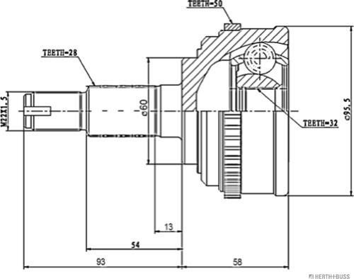 Herth+Buss Jakoparts J2824132 - Šarnīru komplekts, Piedziņas vārpsta www.autospares.lv