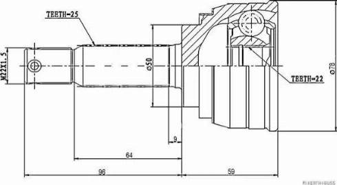 Herth+Buss Jakoparts J2825001 - Šarnīru komplekts, Piedziņas vārpsta www.autospares.lv