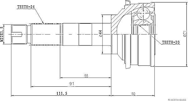 Herth+Buss Jakoparts J2826005 - Šarnīru komplekts, Piedziņas vārpsta www.autospares.lv