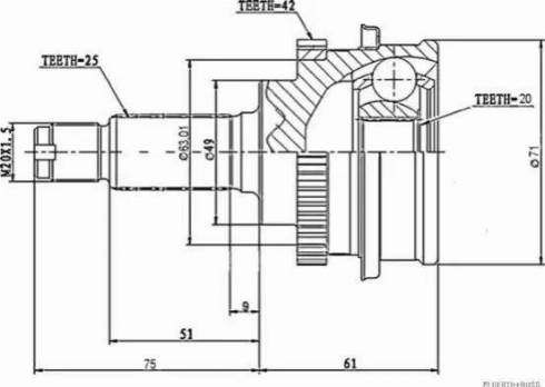 Herth+Buss Jakoparts J2828111 - Šarnīru komplekts, Piedziņas vārpsta www.autospares.lv