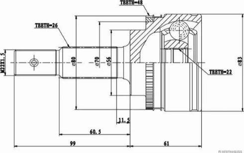 Herth+Buss Jakoparts J2822138 - Šarnīru komplekts, Piedziņas vārpsta autospares.lv