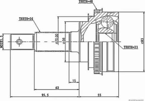 Herth+Buss Jakoparts J2822127 - Šarnīru komplekts, Piedziņas vārpsta autospares.lv