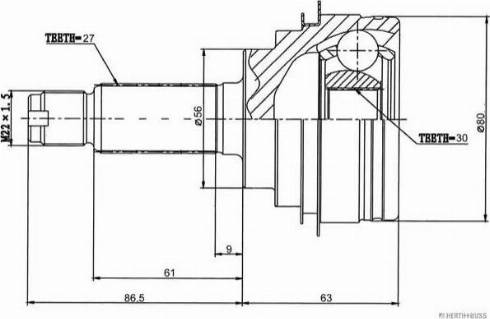 Herth+Buss Jakoparts J2827023 - Шарнирный комплект, ШРУС, приводной вал www.autospares.lv