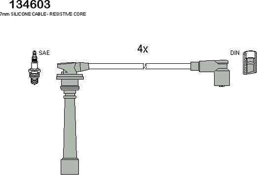 Hitachi 134603 - Augstsprieguma vadu komplekts www.autospares.lv