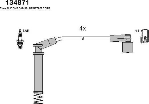 Hitachi 134871 - Augstsprieguma vadu komplekts www.autospares.lv