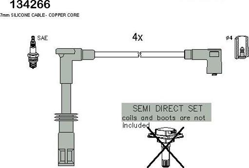 Hitachi 134266 - Augstsprieguma vadu komplekts www.autospares.lv