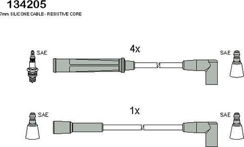 Hitachi 134205 - Augstsprieguma vadu komplekts www.autospares.lv