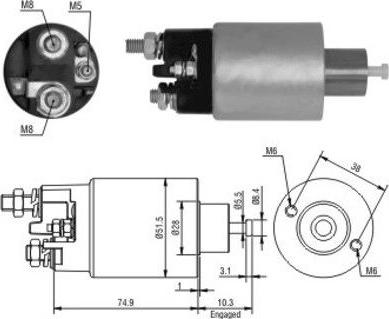 Hoffer 46099 - Тяговое реле, соленоид, стартер www.autospares.lv