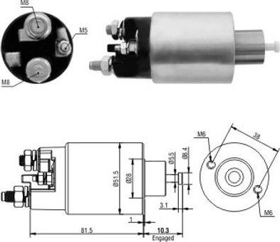 Hoffer 46100 - Тяговое реле, соленоид, стартер www.autospares.lv