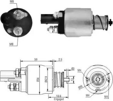 Hoffer 6646126 - Тяговое реле, соленоид, стартер www.autospares.lv