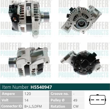 Hoffer H5540947 - Ģenerators www.autospares.lv