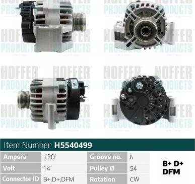 Hoffer H5540499 - Alternator www.autospares.lv