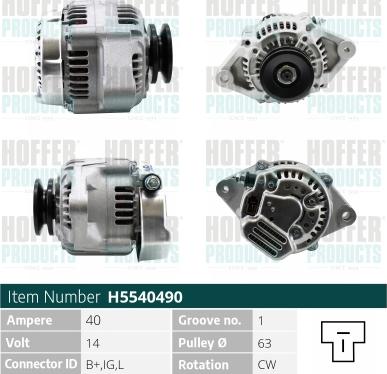 Hoffer H5540490 - Ģenerators autospares.lv