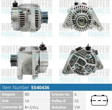 Hoffer H5540436 - Ģenerators autospares.lv