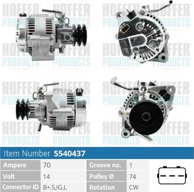 Hoffer H5540437 - Ģenerators autospares.lv