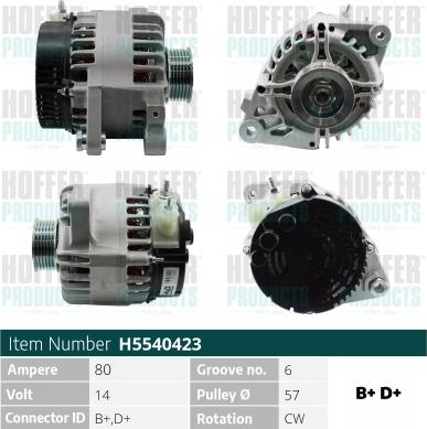 Hoffer H5540423 - Ģenerators autospares.lv