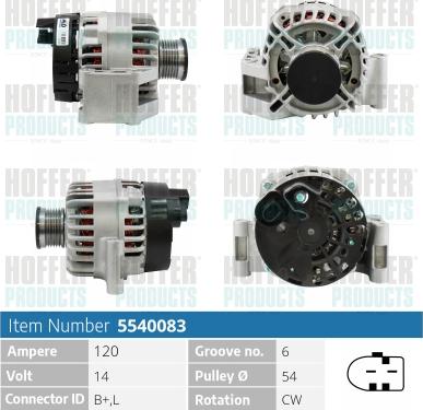 Hoffer H5540083 - Ģenerators www.autospares.lv