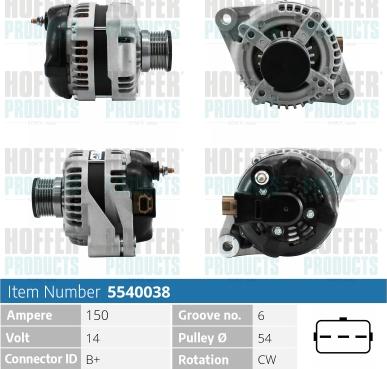 Hoffer H5540038 - Alternator www.autospares.lv