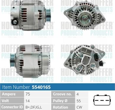 Hoffer H5540165 - Alternator www.autospares.lv