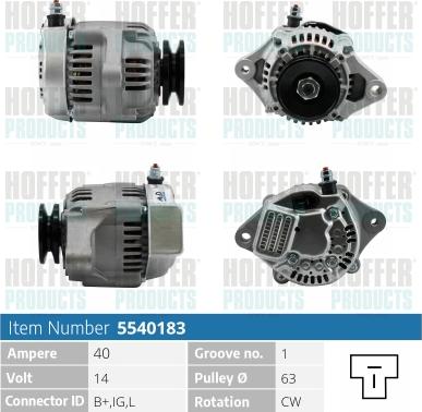 Hoffer H5540183 - Ģenerators autospares.lv