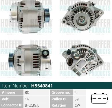 Hoffer H5540841 - Ģenerators autospares.lv