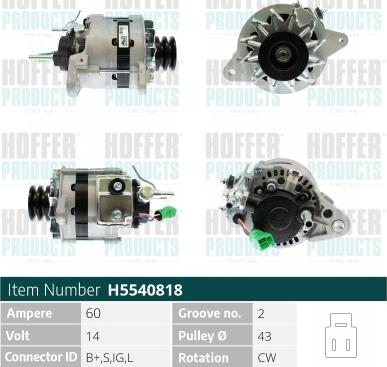 Hoffer H5540818 - Ģenerators autospares.lv