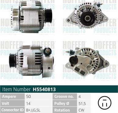 Hoffer H5540813 - Alternator www.autospares.lv