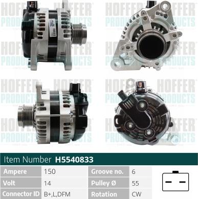 Hoffer H5540833 - Ģenerators autospares.lv