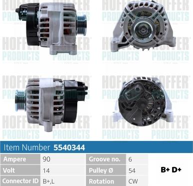 Hoffer H5540344 - Ģenerators autospares.lv