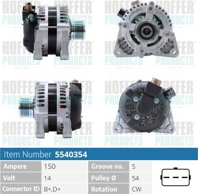 Hoffer H5540354 - Alternator www.autospares.lv