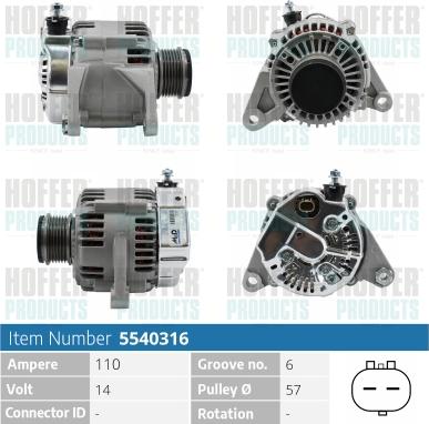 Hoffer H5540316 - Генератор www.autospares.lv