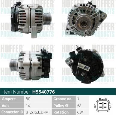 Hoffer H5540776 - Ģenerators autospares.lv