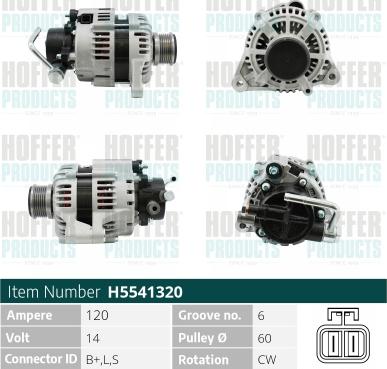 Hoffer H5541320G - Ģenerators autospares.lv