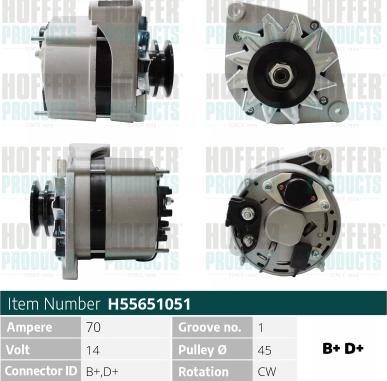 Hoffer H55651051 - Alternator www.autospares.lv