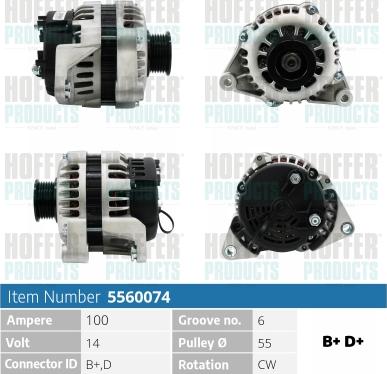 Hoffer H5560074 - Alternator www.autospares.lv