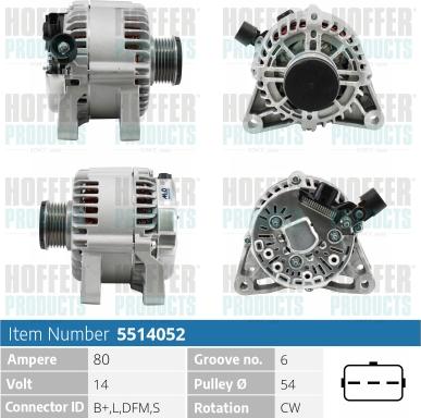 Hoffer H5514052 - Ģenerators autospares.lv